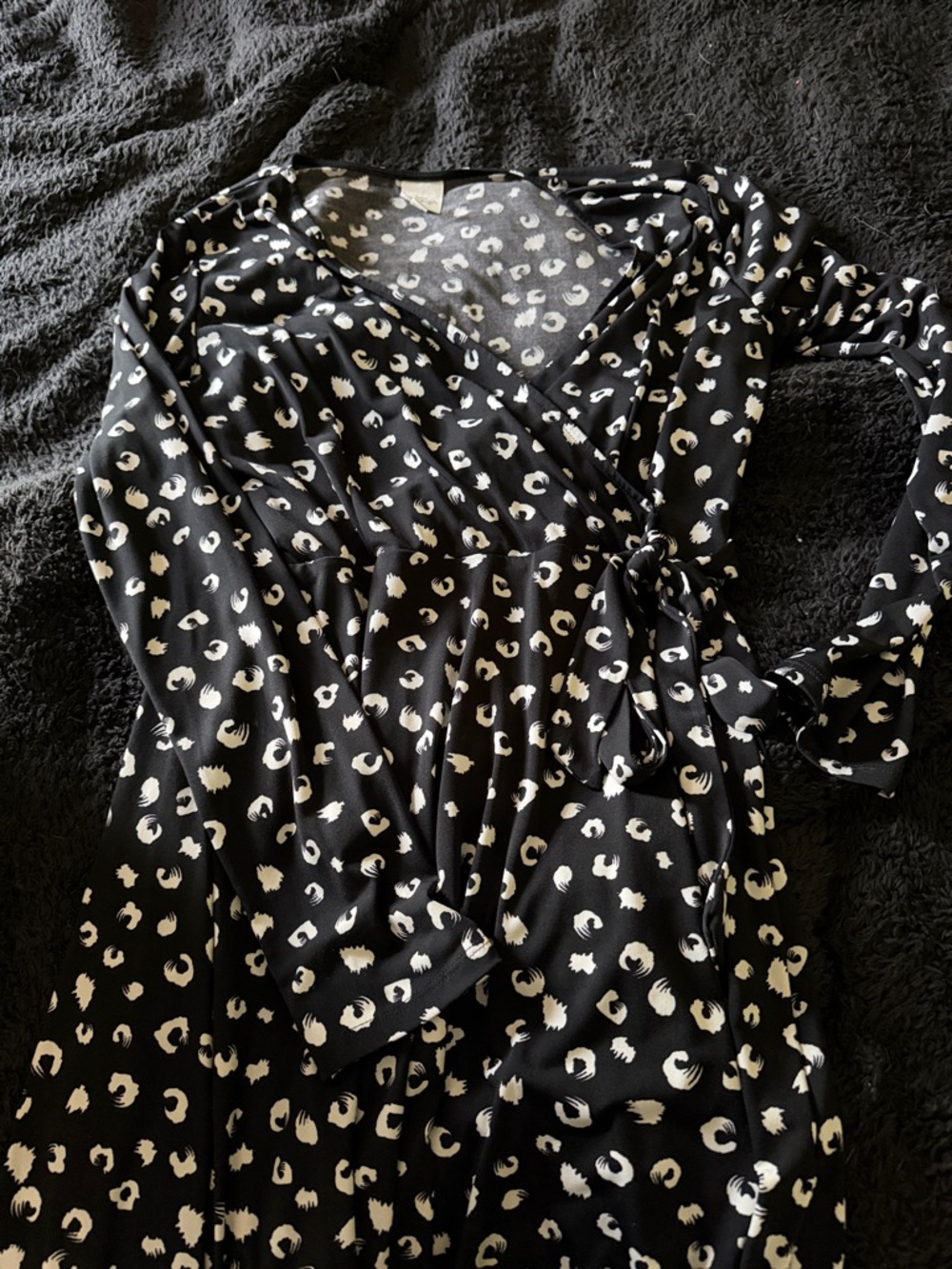 Black & White Animal Print Wrap Dress